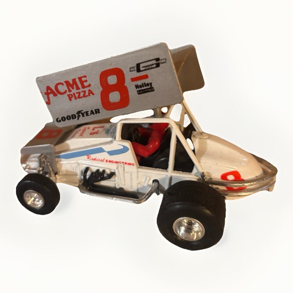 Vintage MC Toy Sprint/Outlaw Diecast Friction Car Acme Pizza #8 Macau 4.75"